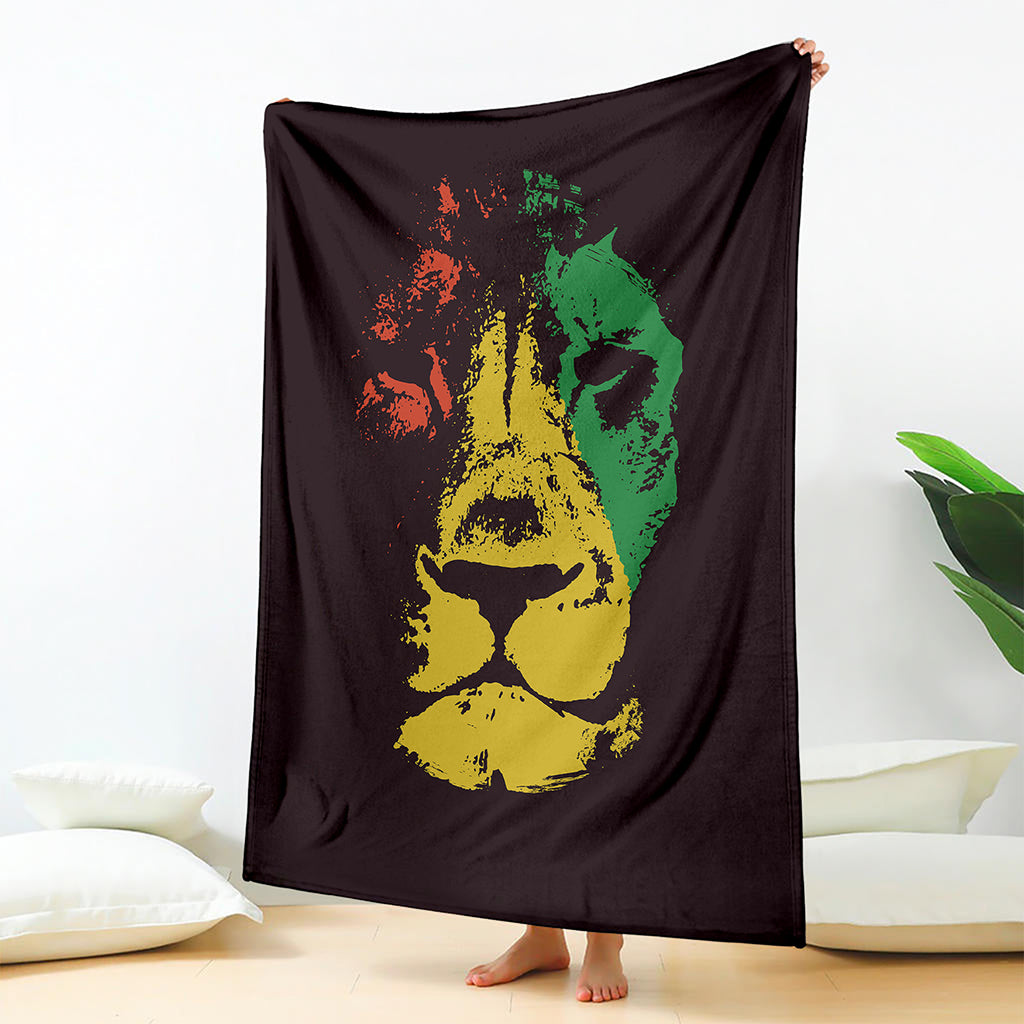 Grunge Rasta Lion Print Blanket