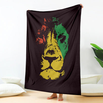 Grunge Rasta Lion Print Blanket