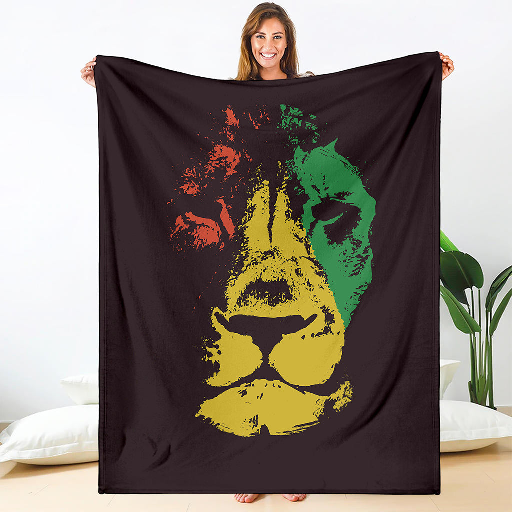 Grunge Rasta Lion Print Blanket