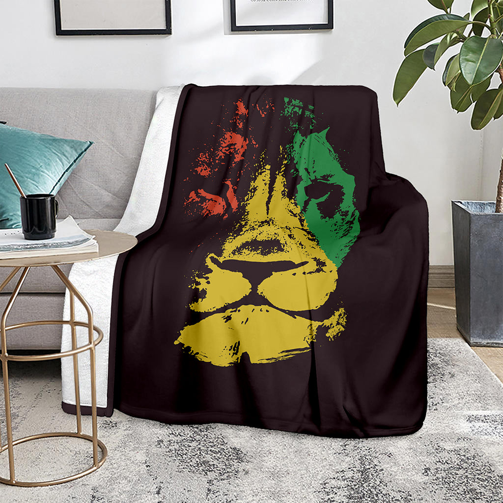 Grunge Rasta Lion Print Blanket