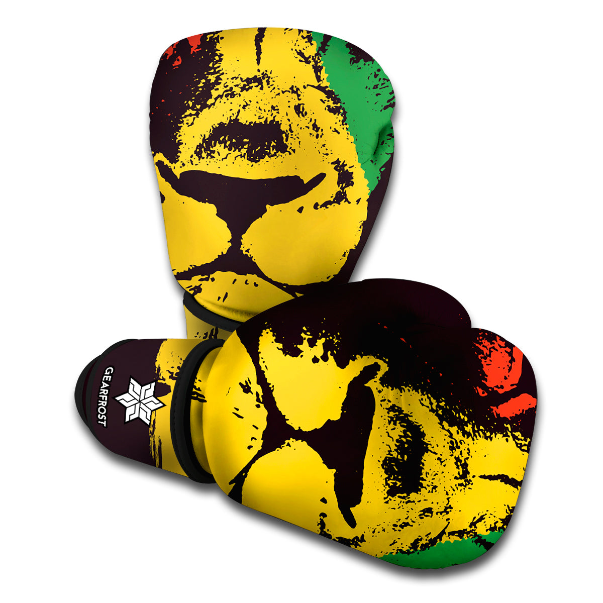 Grunge Rasta Lion Print Boxing Gloves