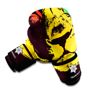 Grunge Rasta Lion Print Boxing Gloves