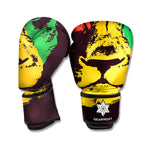 Grunge Rasta Lion Print Boxing Gloves