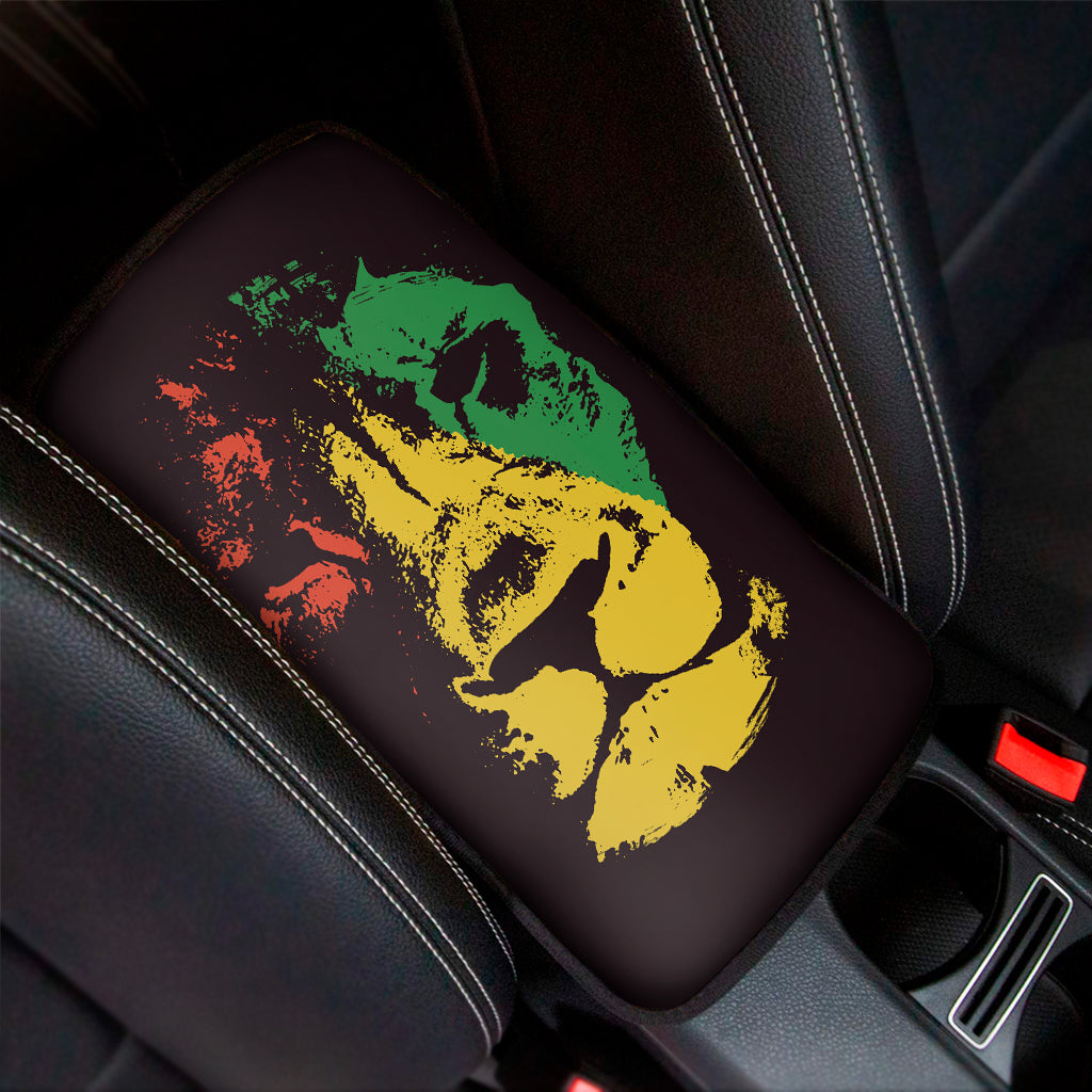 Grunge Rasta Lion Print Car Center Console Cover