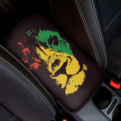 Grunge Rasta Lion Print Car Center Console Cover