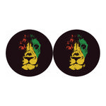 Grunge Rasta Lion Print Car Coasters