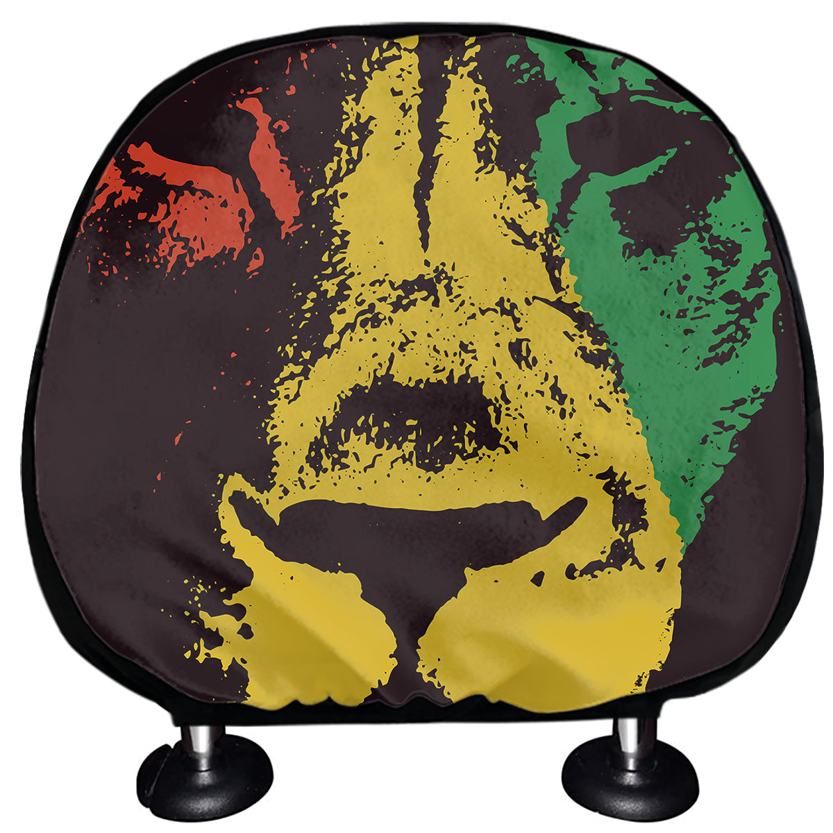 Grunge Rasta Lion Print Car Headrest Covers