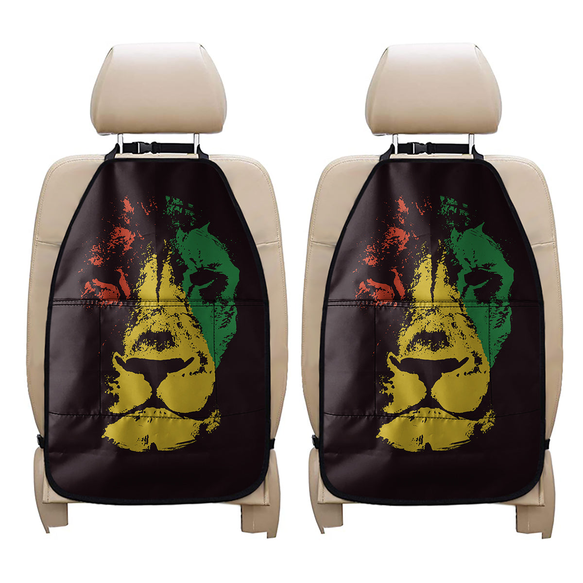 Grunge Rasta Lion Print Car Seat Organizers