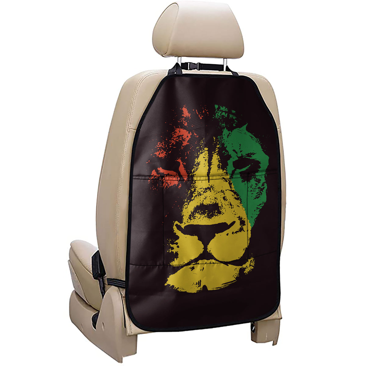 Grunge Rasta Lion Print Car Seat Organizers