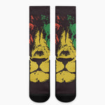 Grunge Rasta Lion Print Crew Socks