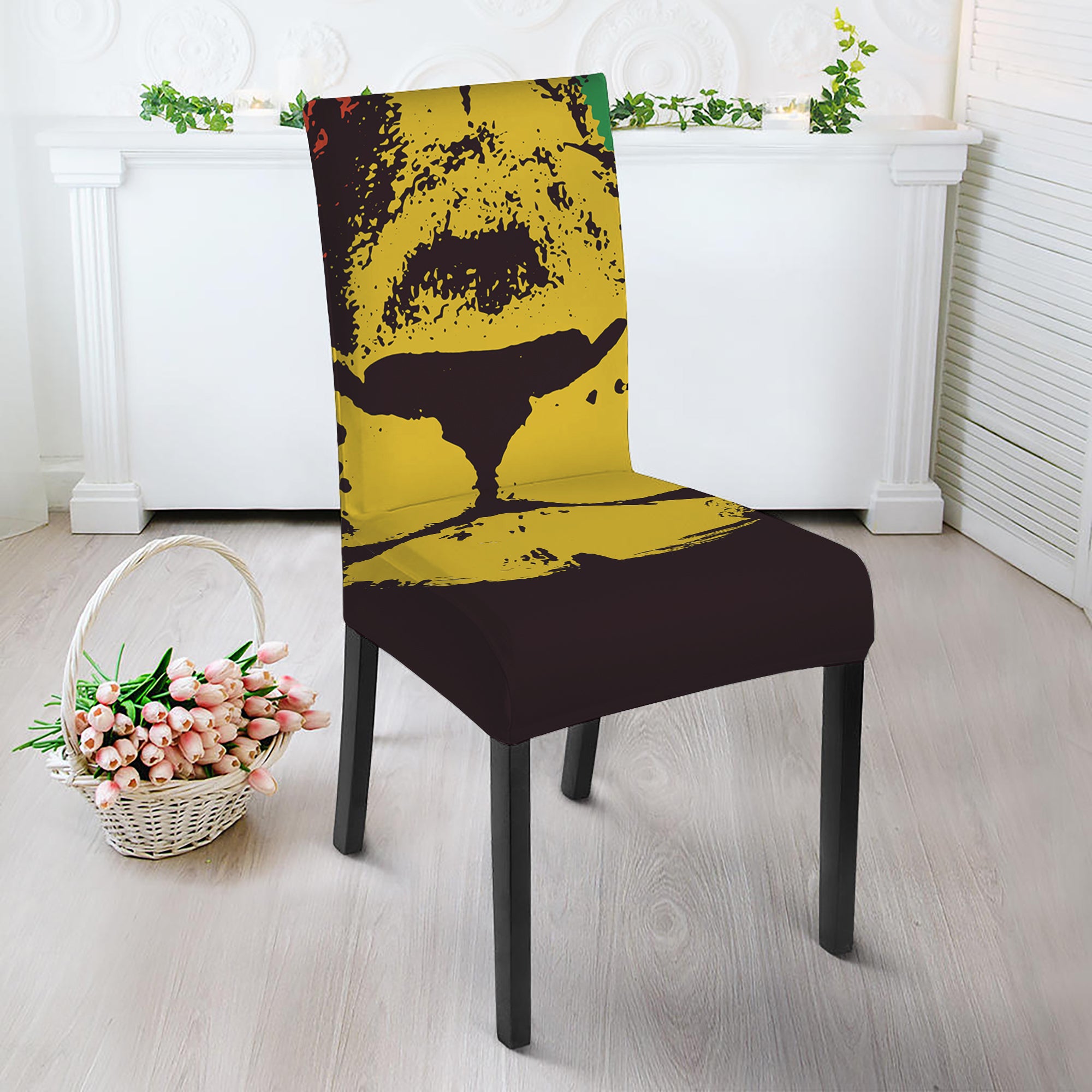 Grunge Rasta Lion Print Dining Chair Slipcover