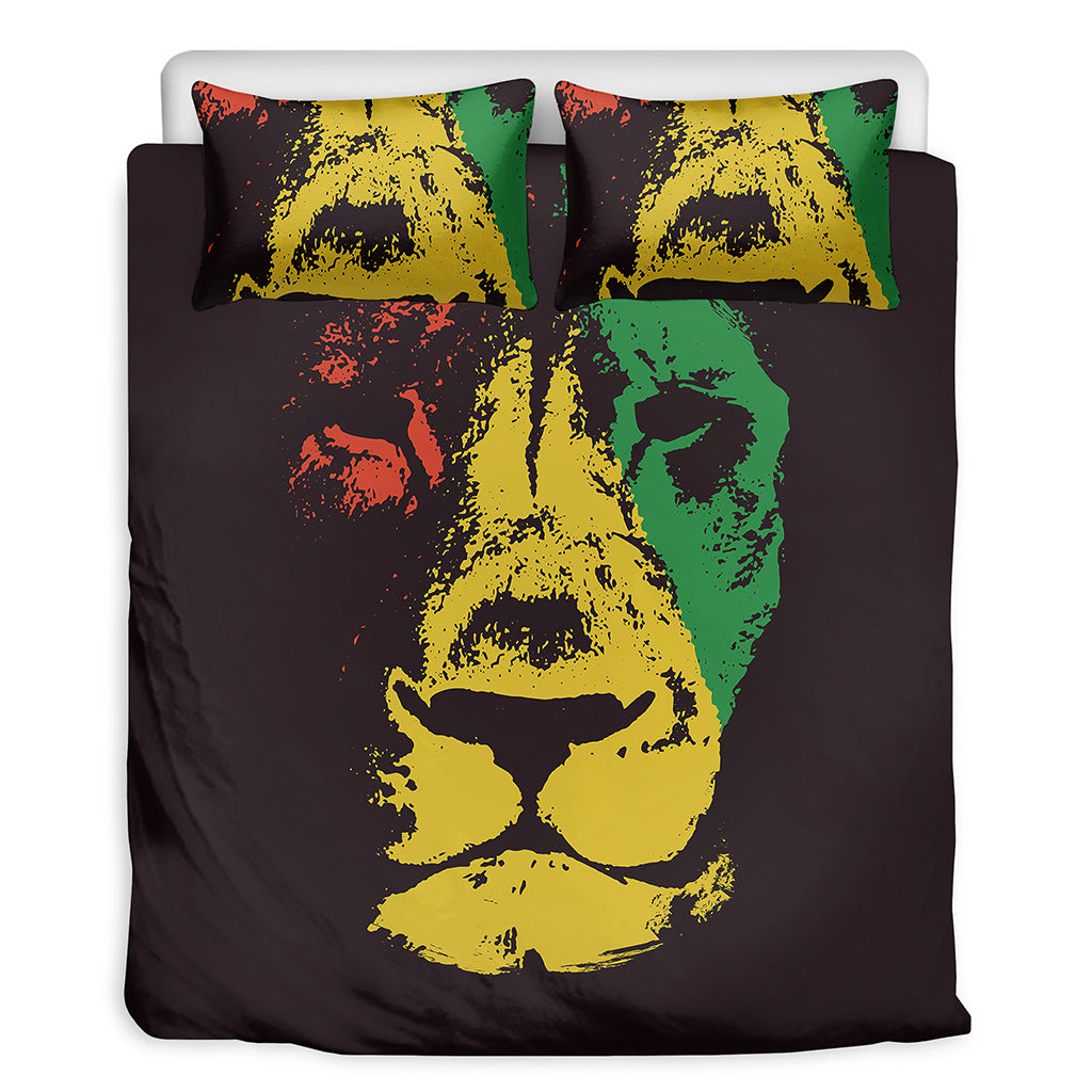 Grunge Rasta Lion Print Duvet Cover Bedding Set