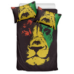 Grunge Rasta Lion Print Duvet Cover Bedding Set