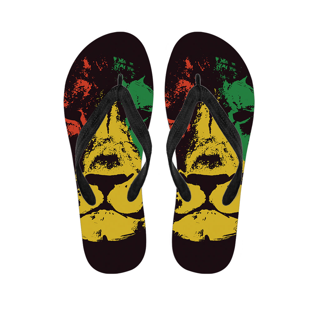 Grunge Rasta Lion Print Flip Flops
