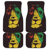 Grunge Rasta Lion Print Front and Back Car Floor Mats