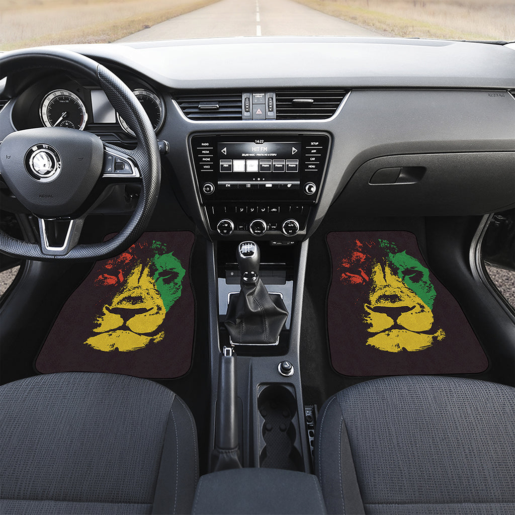 Grunge Rasta Lion Print Front and Back Car Floor Mats