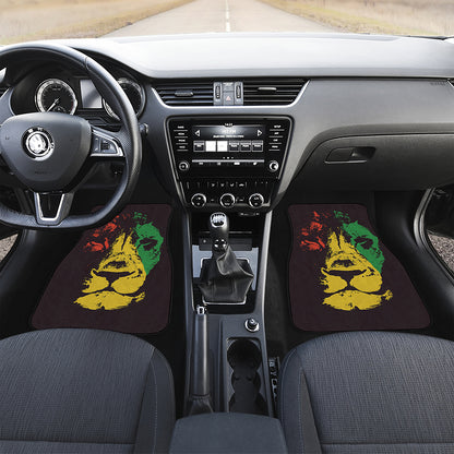 Grunge Rasta Lion Print Front and Back Car Floor Mats
