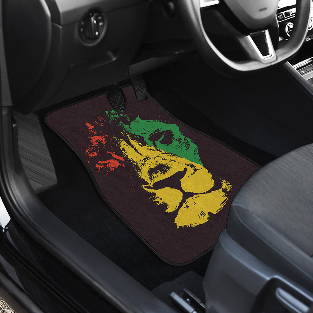 Grunge Rasta Lion Print Front and Back Car Floor Mats