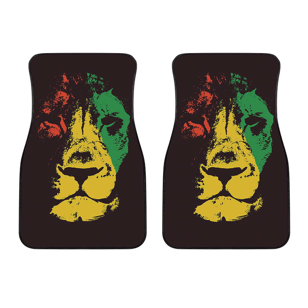 Grunge Rasta Lion Print Front Car Floor Mats