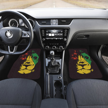 Grunge Rasta Lion Print Front Car Floor Mats