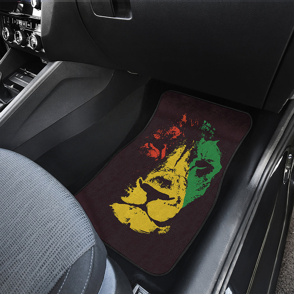 Grunge Rasta Lion Print Front Car Floor Mats