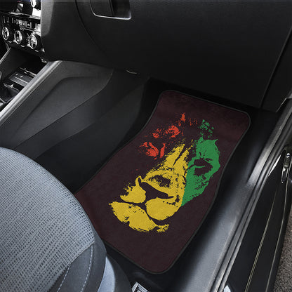 Grunge Rasta Lion Print Front Car Floor Mats