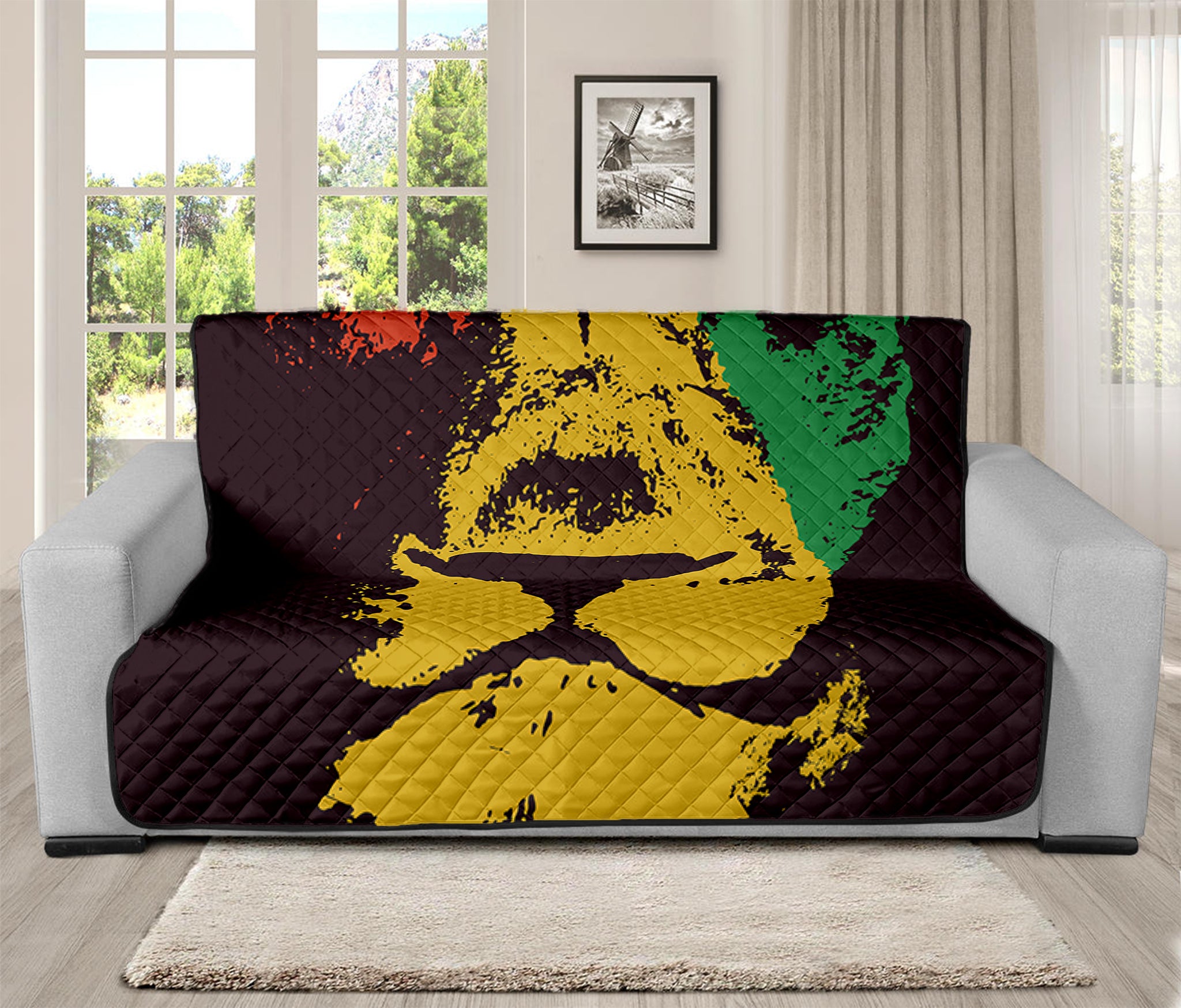 Grunge Rasta Lion Print Futon Protector