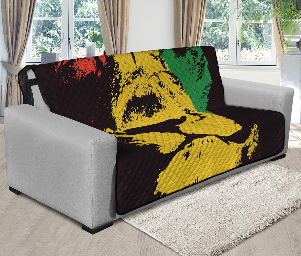 Grunge Rasta Lion Print Futon Protector