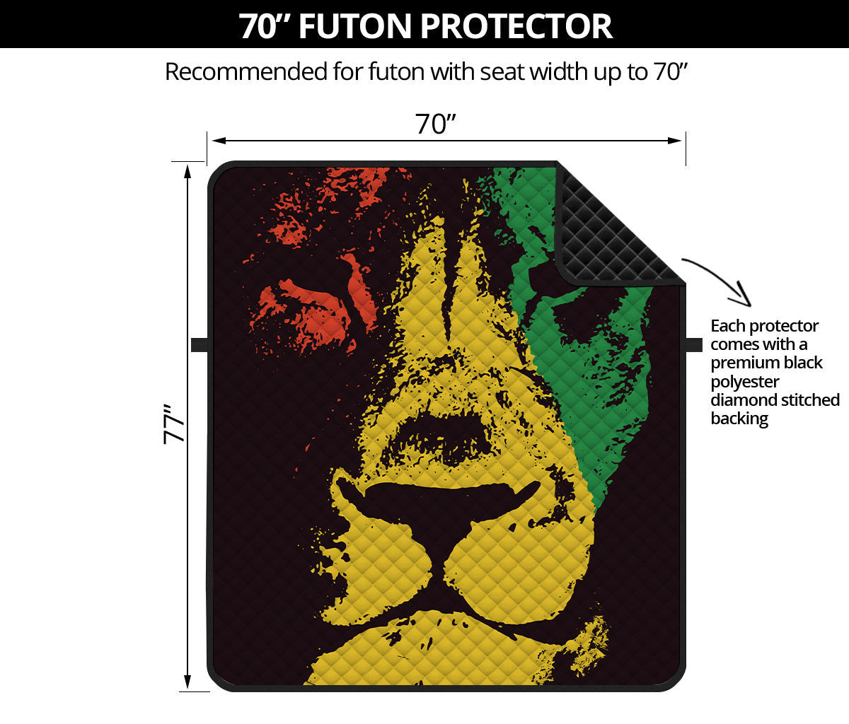 Grunge Rasta Lion Print Futon Protector