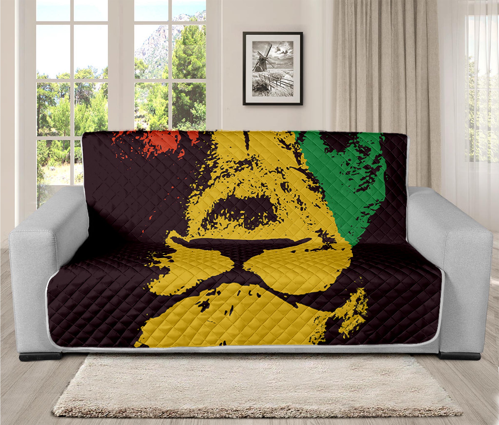 Grunge Rasta Lion Print Futon Protector