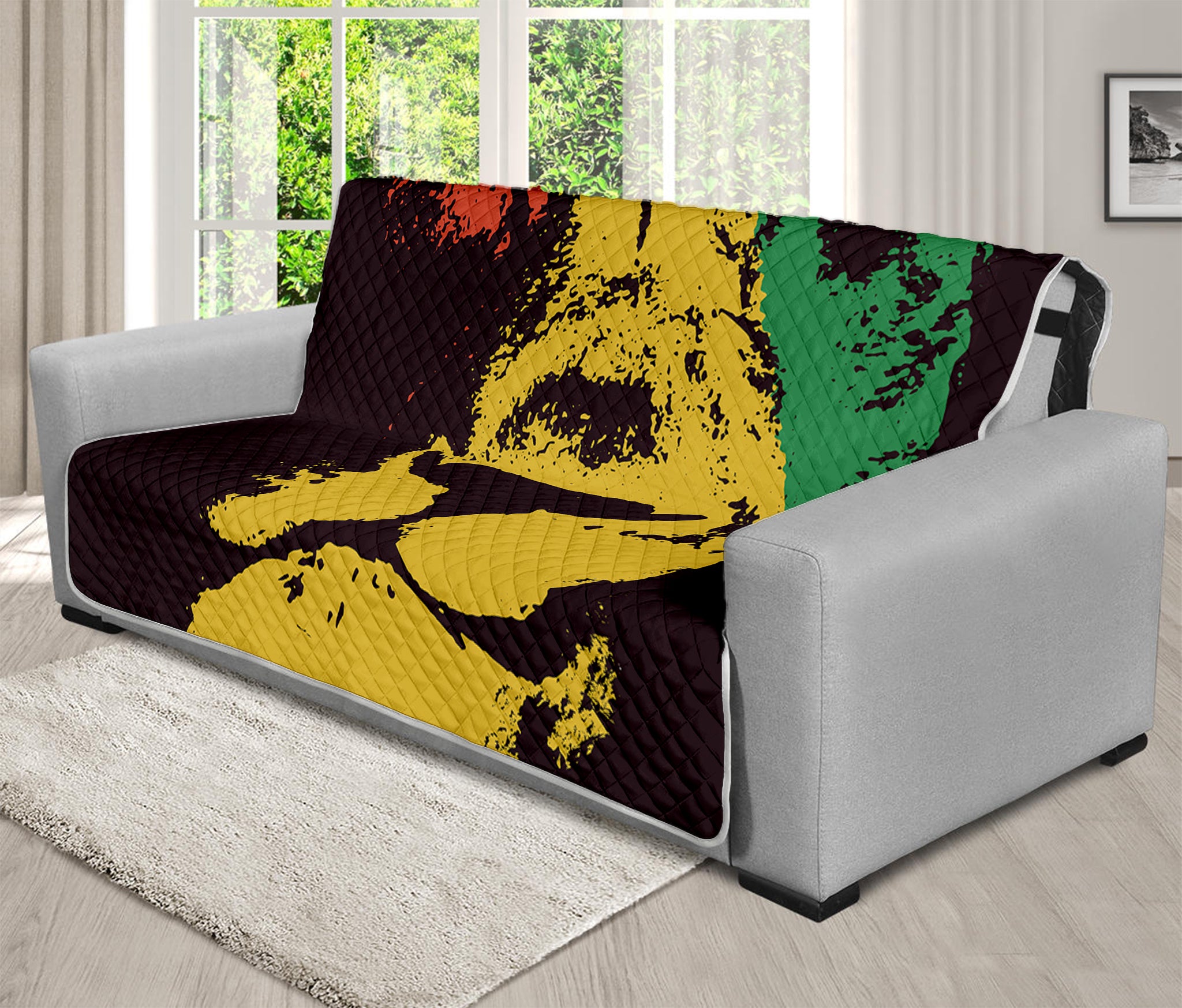 Grunge Rasta Lion Print Futon Protector