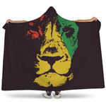 Grunge Rasta Lion Print Hooded Blanket