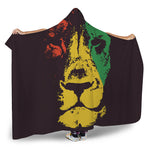 Grunge Rasta Lion Print Hooded Blanket