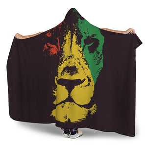 Grunge Rasta Lion Print Hooded Blanket