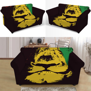 Grunge Rasta Lion Print Loveseat Slipcover