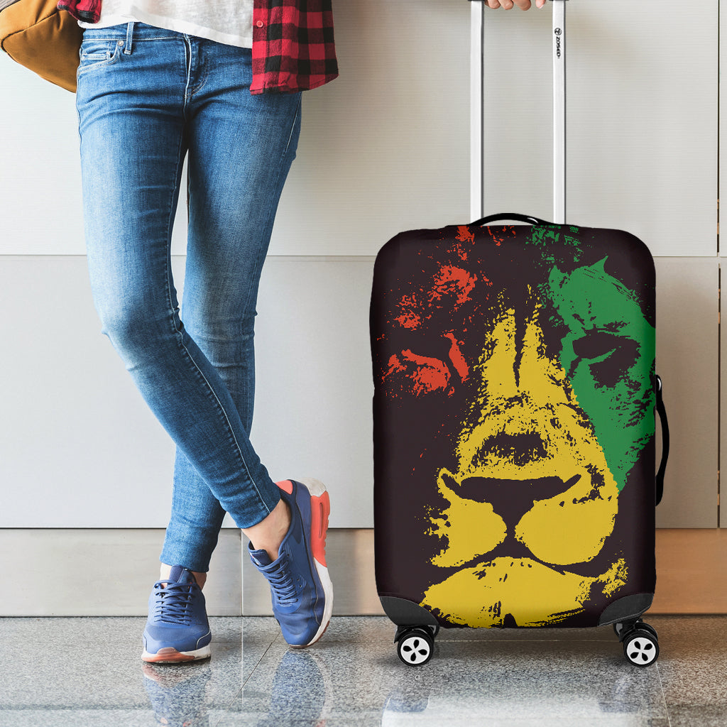 Grunge Rasta Lion Print Luggage Cover