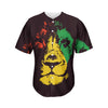 Grunge Rasta Lion Print Men's Baseball Jersey