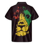 Grunge Rasta Lion Print Men's Short Sleeve Shirt