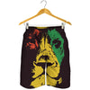 Grunge Rasta Lion Print Men's Shorts