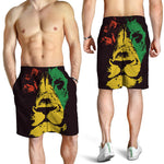 Grunge Rasta Lion Print Men's Shorts