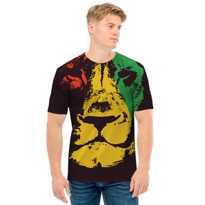 Grunge Rasta Lion Print Men's T-Shirt