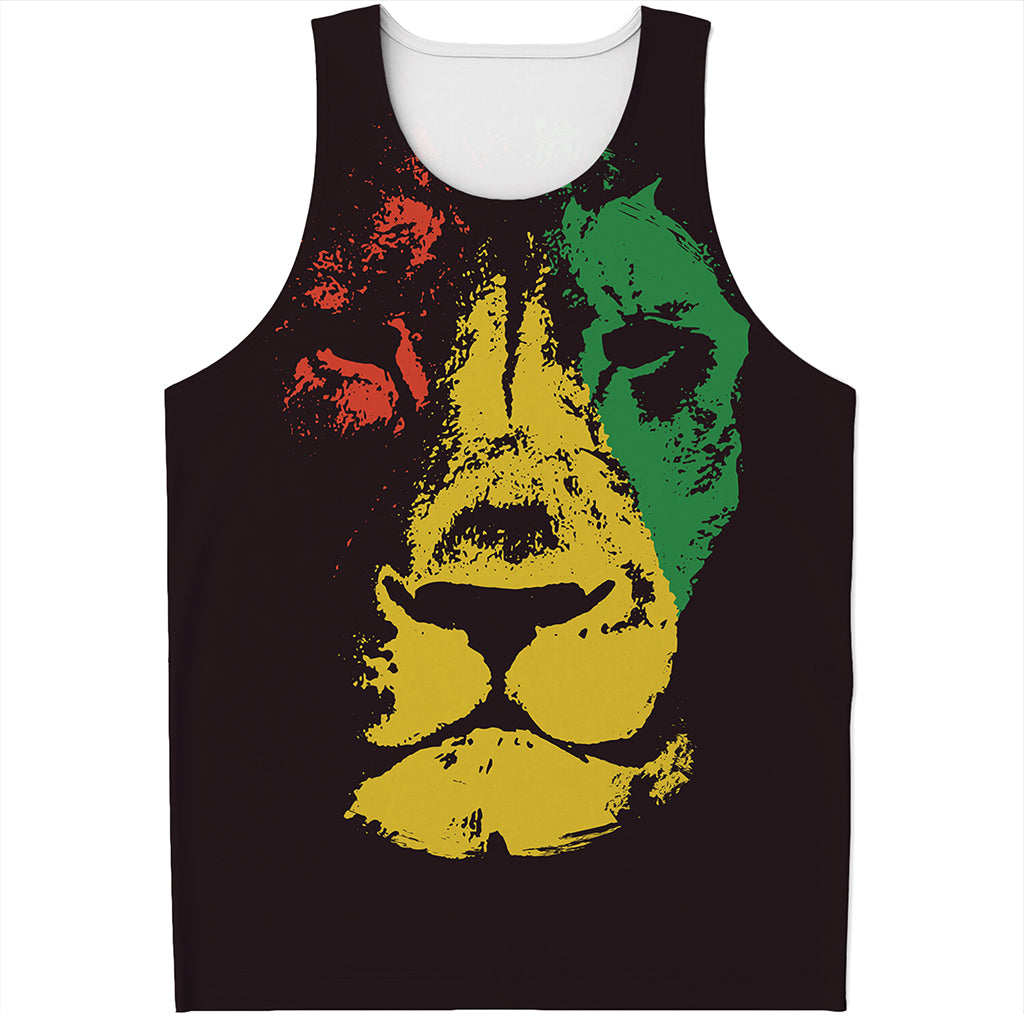 Grunge Rasta Lion Print Men's Tank Top