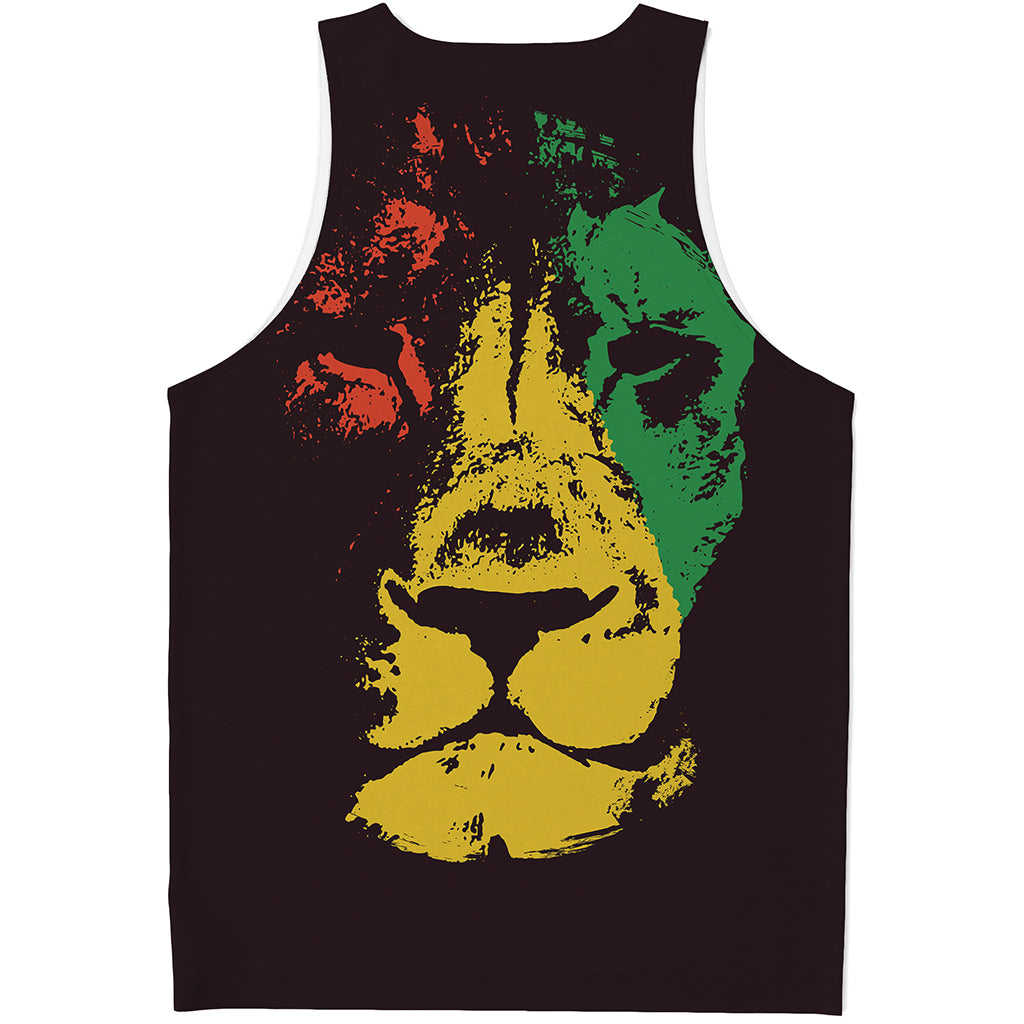 Grunge Rasta Lion Print Men's Tank Top