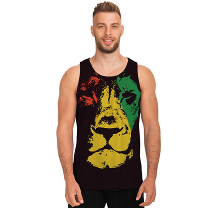 Grunge Rasta Lion Print Men's Tank Top
