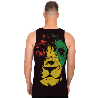 Grunge Rasta Lion Print Men's Tank Top