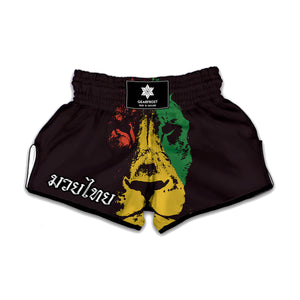Grunge Rasta Lion Print Muay Thai Boxing Shorts