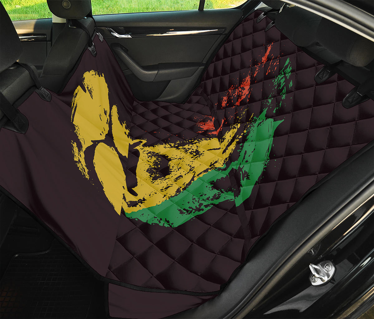 Grunge Rasta Lion Print Pet Car Back Seat Cover