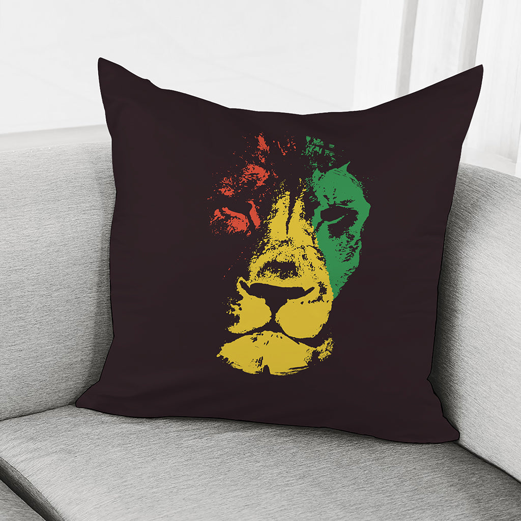 Grunge Rasta Lion Print Pillow Cover