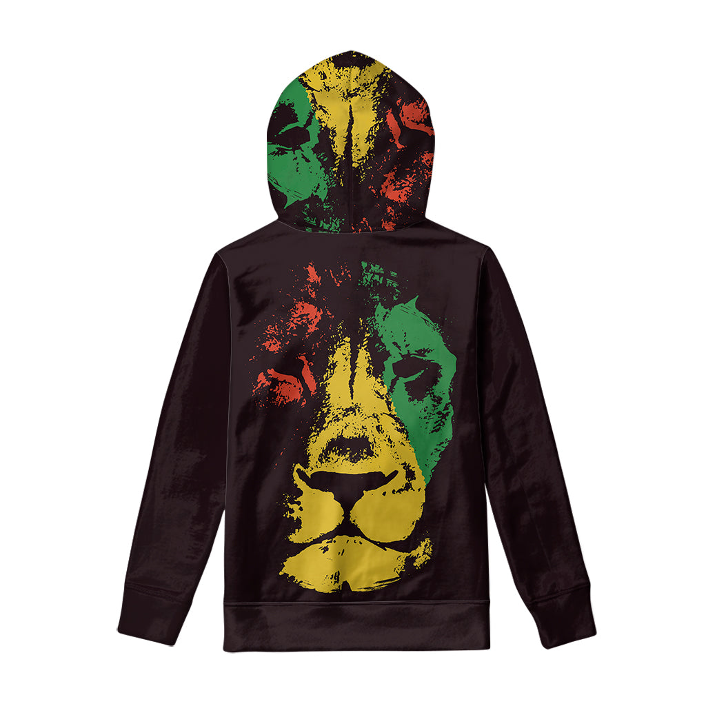 Grunge Rasta Lion Print Pullover Hoodie