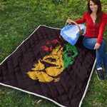 Grunge Rasta Lion Print Quilt